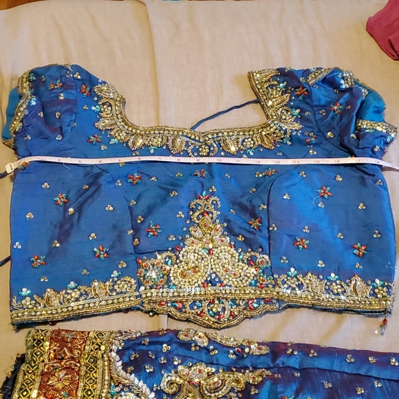 UtsavFashion Blue Raw Silk Lengha Choli w/Dupatta - Picture 12 of 12